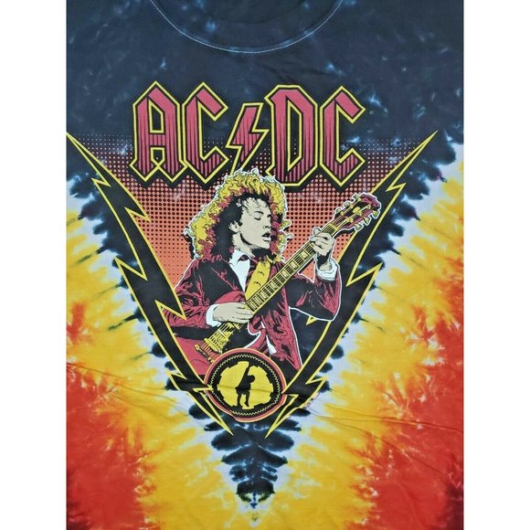 AC/DC Angus Lightning V Tie Dye 4XLT  Liquid Blue Multi Colored Cotton T-Shirt - Picture 3 of 11